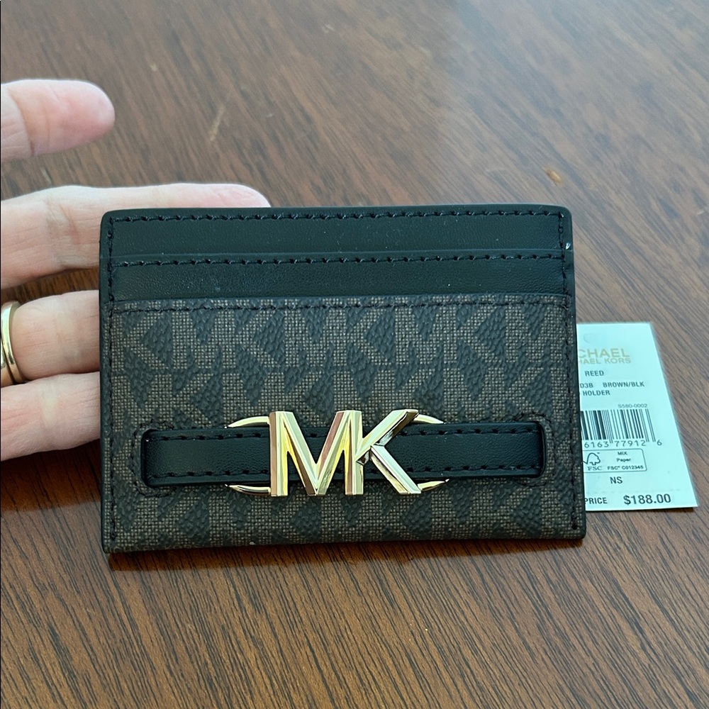 Michael Kors Black and Brown Logo Card Holder